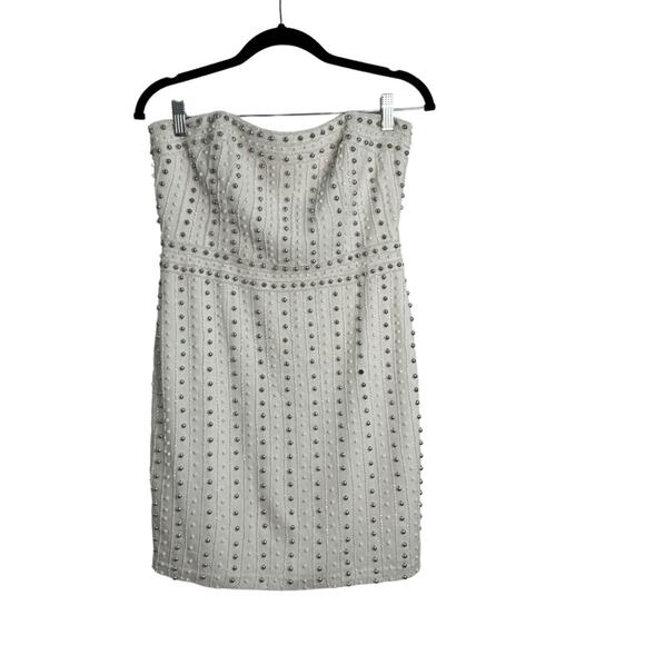 Aidan Mattox White Strapless Studded Mini Dress - Picture 1 of 8